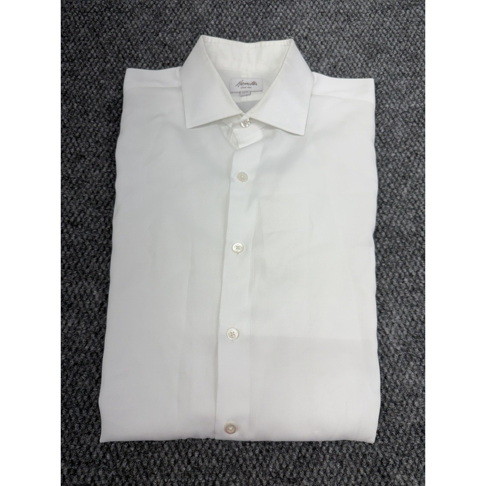 Hamilton Men's Dress Shirt Size 16/41 Medium White Microdot Cotton